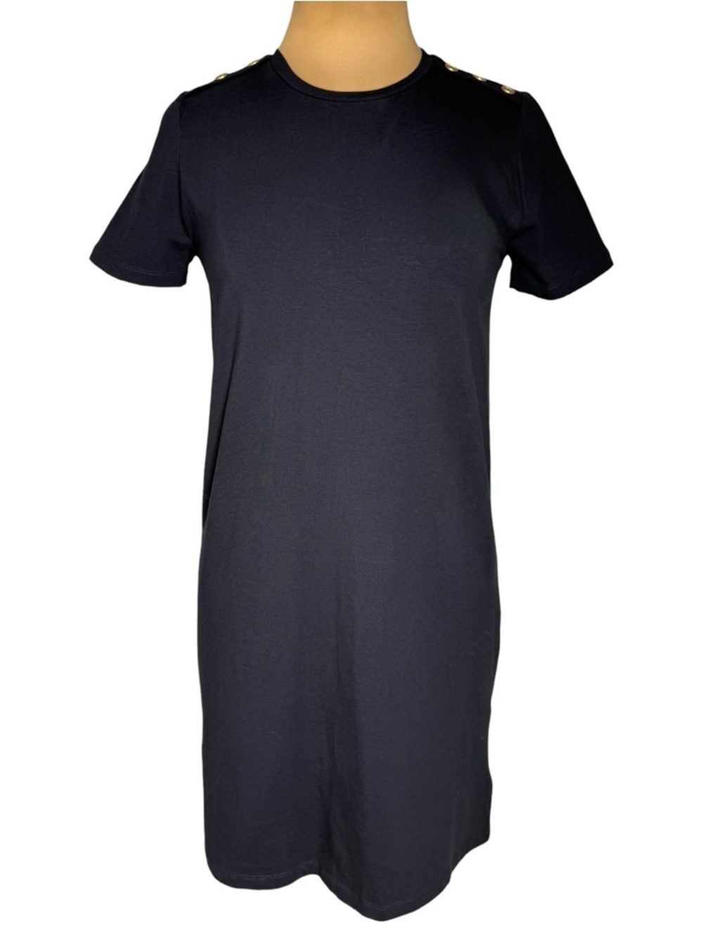 Saint + Sofia Easy Organic Cotton T-Shirt Midi Dress Blue Navy Size 6 - Picture 2 of 9